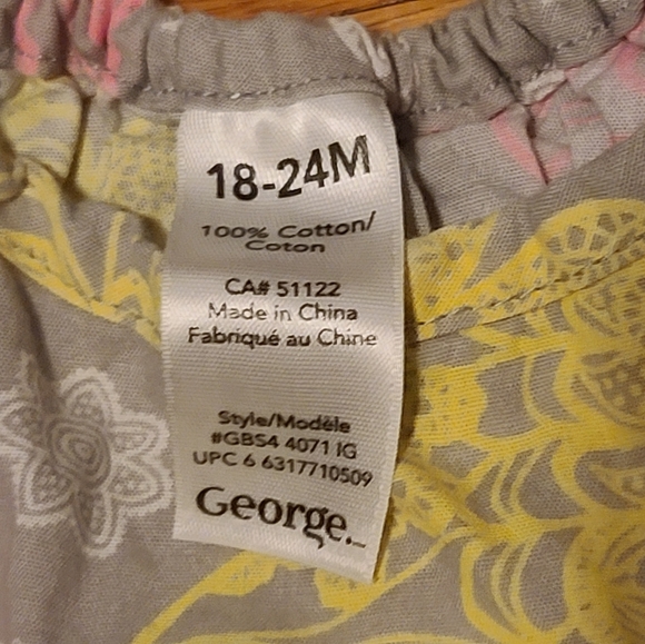 10 for $25 - George Girls 18-24m Gray Dress with Pink & Yellow Butterflies - Picture 2 of 2